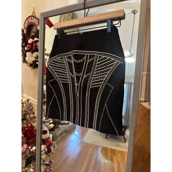 Revolve Black Label Beaded Embellished Skirt, Size S, Black and Gold - Picture 2 of 6